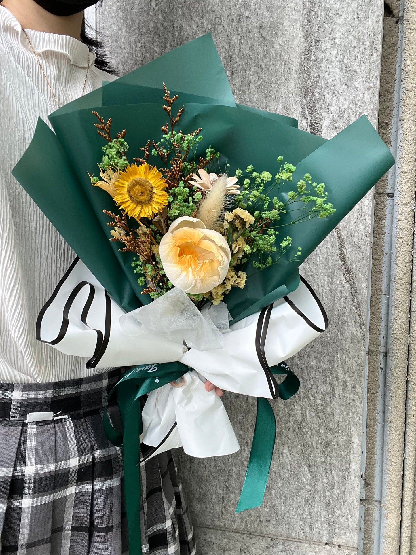 gift-B142 綠色系花束M 滿天星花束 畢業花束 花束 綠色