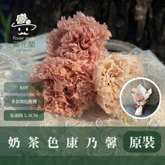 K8 原裝奶茶色康乃馨｜全網最便宜，虧本賣｜進口永生約5.5cm康乃馨 母親節花材 康乃馨母親節花束材料 乾燥花 不凋花