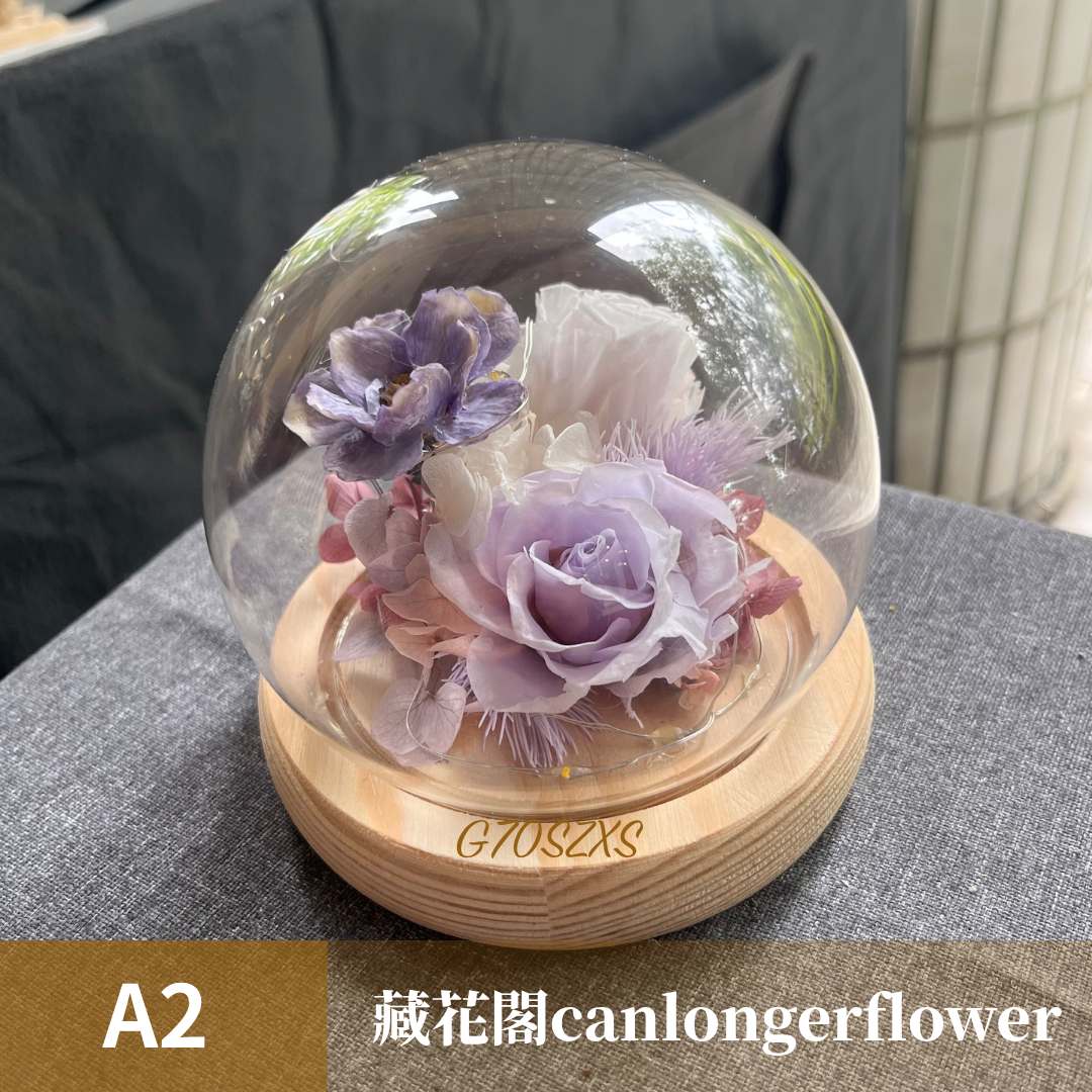 GSZXS70 紫色系永生玫瑰罩盅XS(帶燈)
