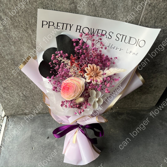 gift-B132 紫色系文字背景花束M 畢業花束 滿天星花束 花束 紫色