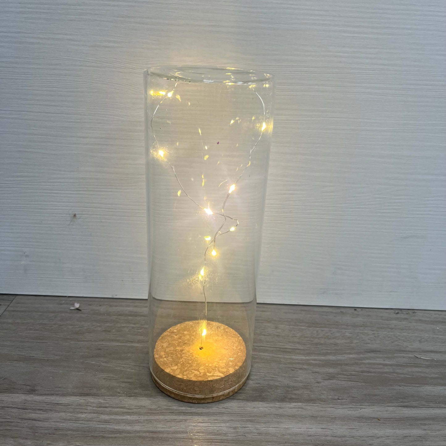 【台灣現貨】CG001柱形玻璃盅+軟木塞底座(附燈條電池) 不凋花容器 攝影道具 室內裝飾 手作 玻璃罩 花藝