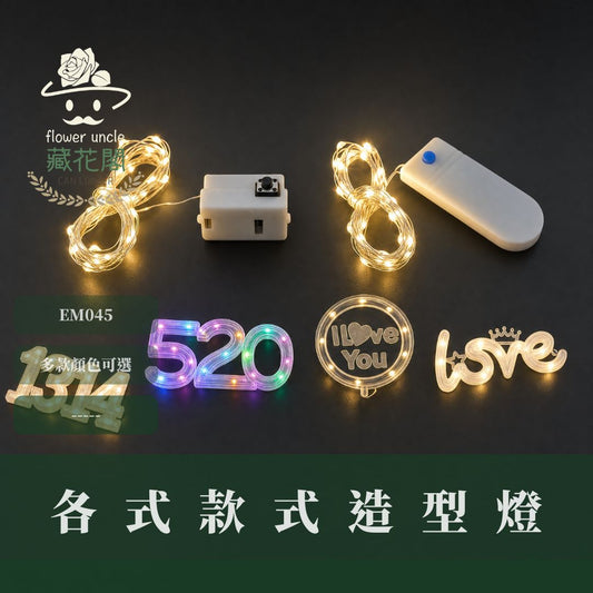 EM045 豐富款式造型花藝燈條｜銅線燈串 電池款鮮花燈串 暖白串燈 瓶塞燈 花藝燈條 閃爍燈 乾燥花燈串 迷你小彩燈