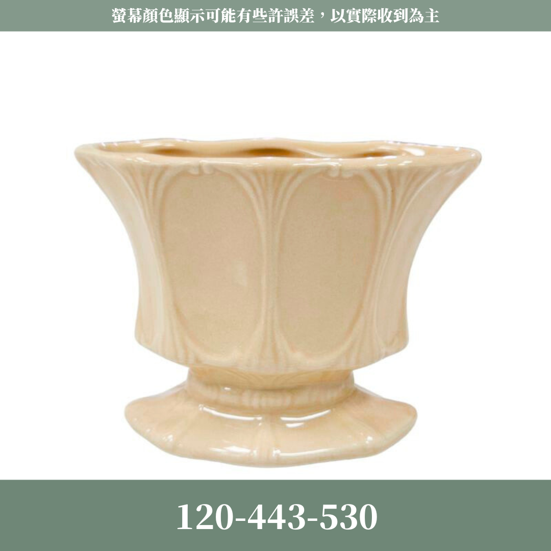 120-443-530 Lorraine多角線條寬型花器12.5L 粉褐｜ 進口花器 日本花器 CLAY花器 桌花花器