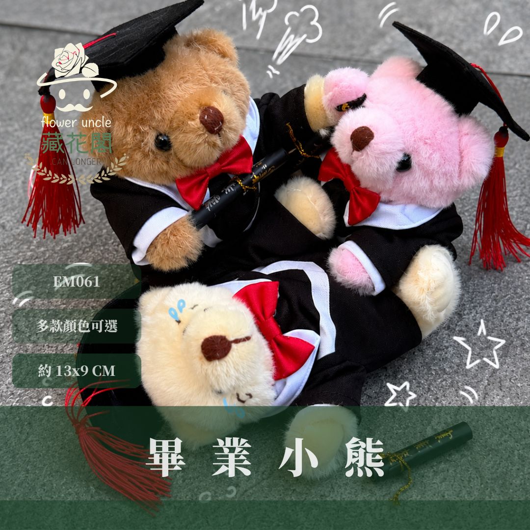 EM061 畢業小熊｜畢業花束小熊絨毛娃娃 畢業玩偶 小熊玩偶 畢業配件 台灣現貨 畢業娃娃 博士熊玩偶 畢業小熊公仔