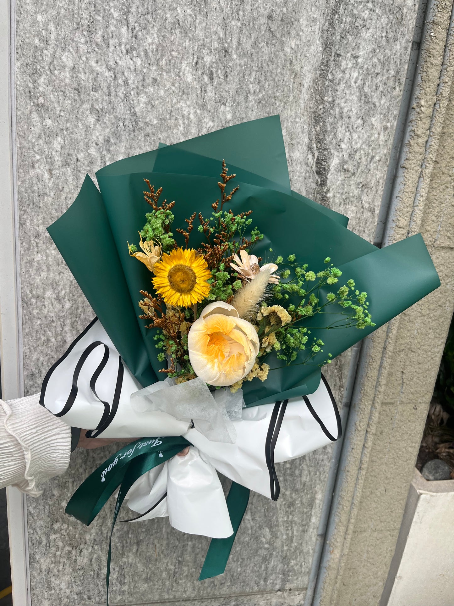 gift-B142 綠色系花束M 滿天星花束 畢業花束 花束 綠色