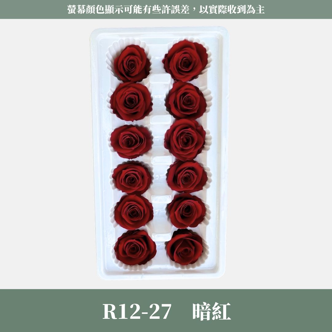 R12s A級十二輪玫瑰｜買12朵省120元｜約 3-4 cm｜花藝師必買 不凋大玫瑰花頭 永生玫瑰 花束材料 捧花材料