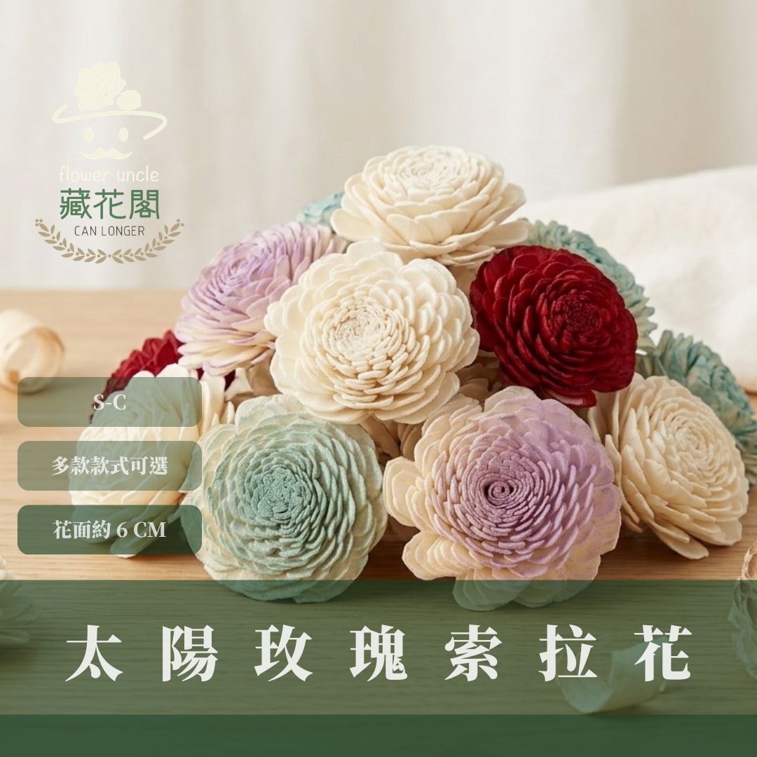 S-C 原裝太陽玫瑰索拉花｜約6CM｜通草花 擴香花 太陽玫瑰 太陽菊 乾燥花禮禮物 畢業花束DIY 乾燥花 永生花