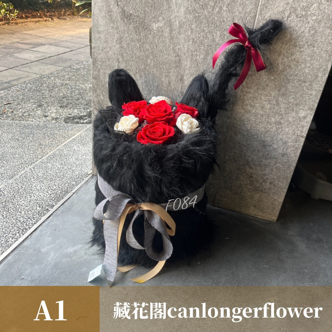 Gift-F084 黑色系小香風抱抱桶 紅色 黑色 小香風 抱抱桶 盆花 開幕 送禮 慶賀 擺飾 裝飾品