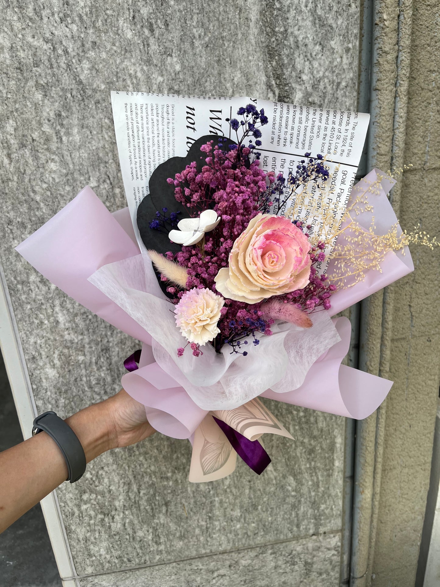 gift-B128 紫色系花束M 畢業花束 滿天星花束 花束 紫色