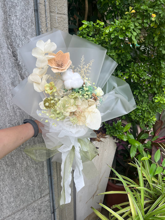 gift-B134 森林感黃綠色系花束M 畢業花束 滿天星花束 花束 黃色 綠色 黃綠色