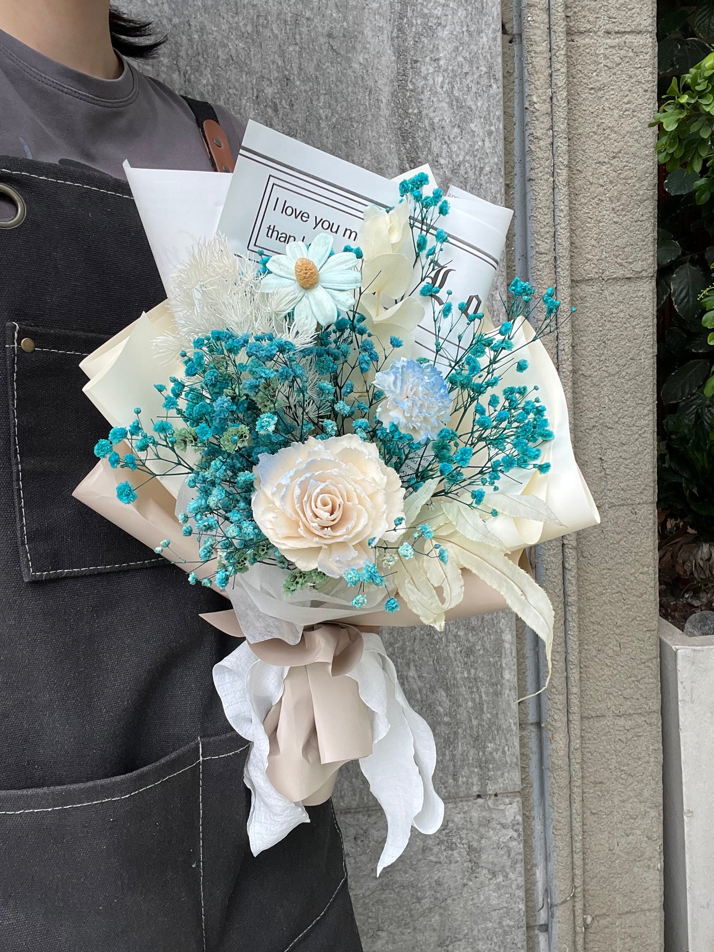 gift-B126 藍色系花束M 畢業花束  滿天星花束 花束 藍色