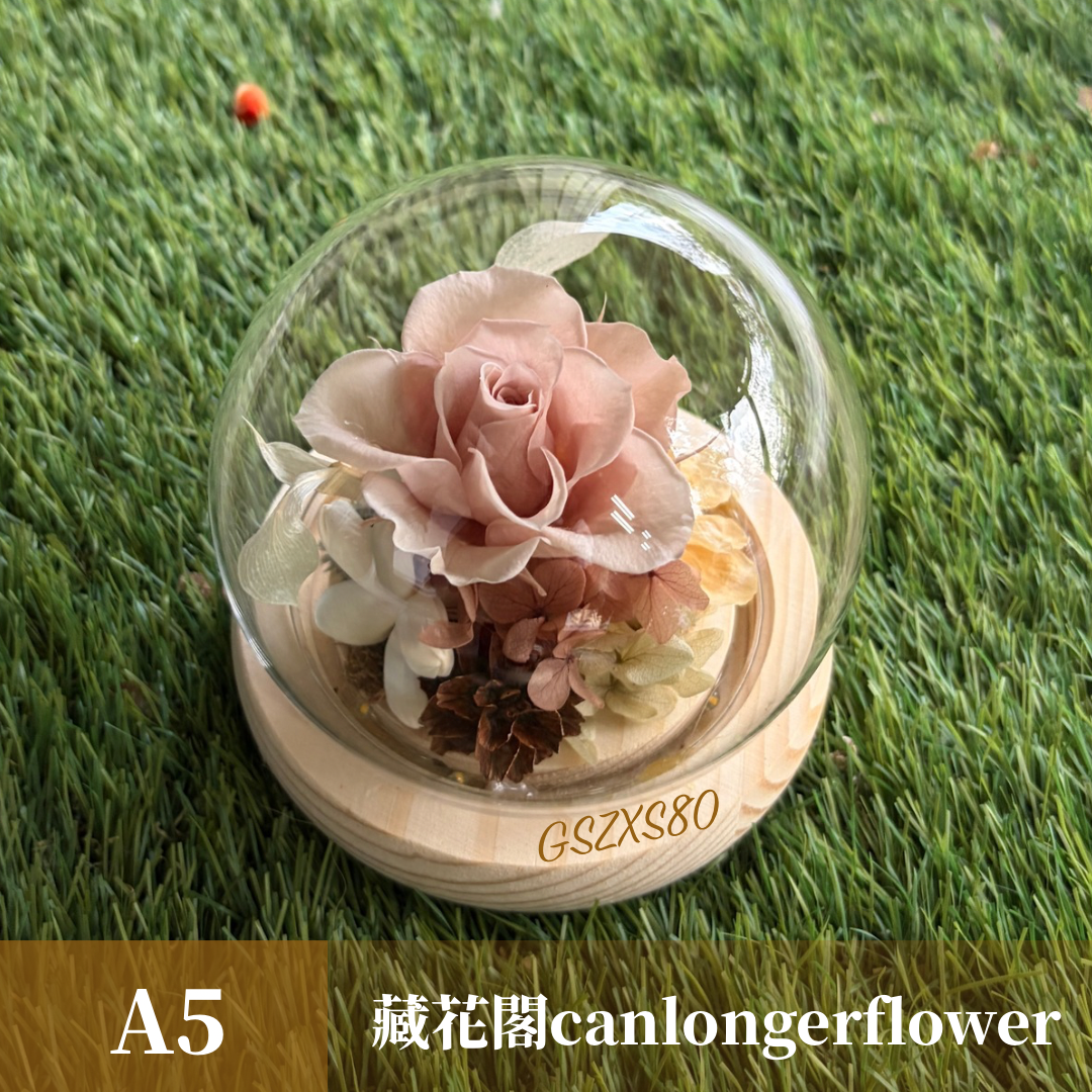 GSZXS80 大地色系永生玫瑰罩盅XS(帶燈)