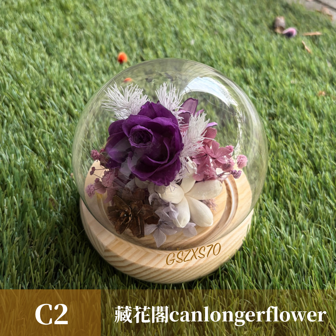 GSZXS70 紫色系永生玫瑰罩盅XS(帶燈)