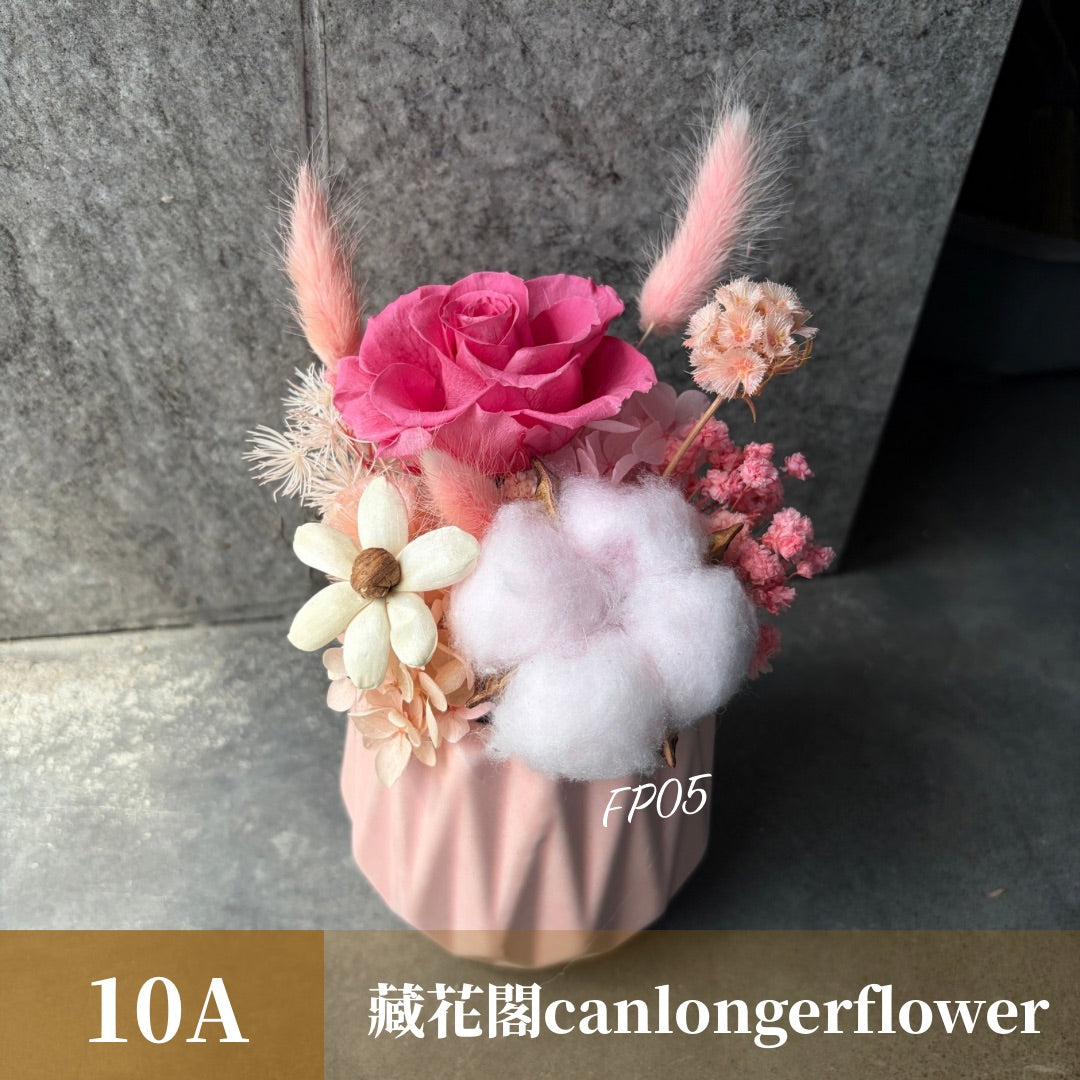 Gift-FP05 永生陶瓷小盆花 白色 粉色 綠色 藍色 盆花 開幕 送禮 慶賀 擺飾 裝飾品