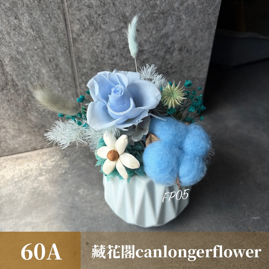Gift-FP05 永生陶瓷小盆花 白色 粉色 綠色 藍色 盆花 開幕 送禮 慶賀 擺飾 裝飾品