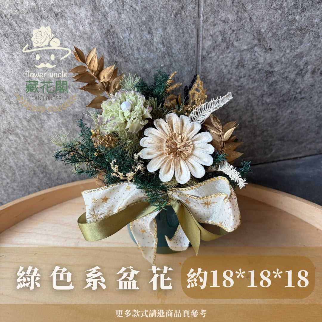 Gift-FP09-50 綠色系永生陶瓷盆花 綠色 陶瓷 盆花 開幕 送禮 慶賀 擺飾 裝飾品