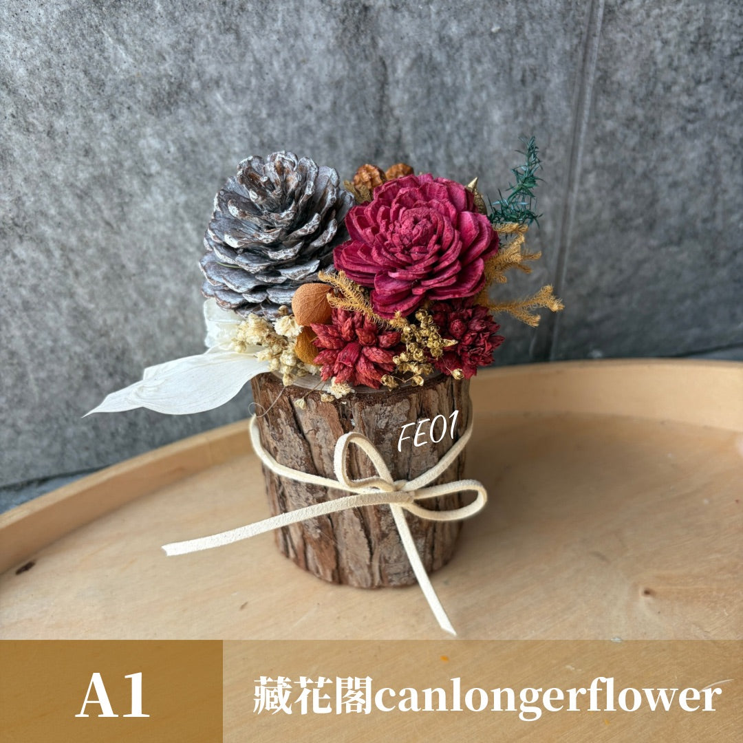 Gift-FE01 乾燥色原木造型盆花 原木 乾燥色 盆花 送禮 裝飾 擺飾
