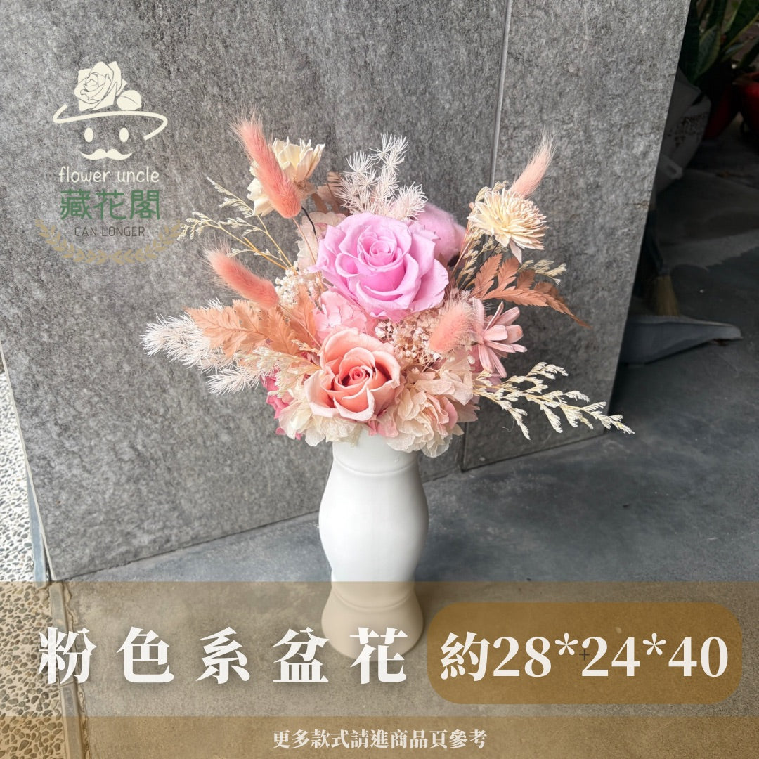 Gift-FP13 粉色系永生陶瓷盆花 粉色 陶瓷 盆花 開幕 送禮 慶賀 擺飾 裝飾品