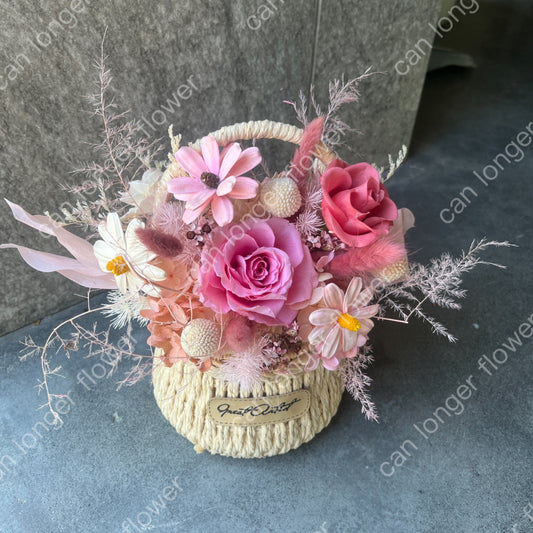 gift-fB05 粉色系提籃盆花 粉色 粉紅色 盆花 提籃 開幕 送禮 花籃