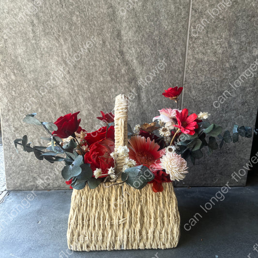 gift-f054 紅色系提籃盆花 紅色 盆花 提籃 開幕 送禮 慶賀 花籃