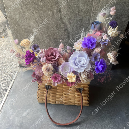 gift-f055 紫色系提籃盆花 紫色 盆花  開幕 送禮 慶賀 提籃 花籃