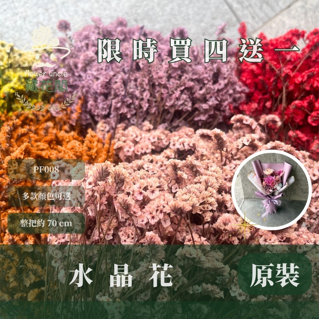 PF008 原裝水晶花｜買四送一｜花藝師必買！永生水晶花 不凋水晶花 手作花材 花藝DIY 雪花草 花材 浮游花 乾燥花