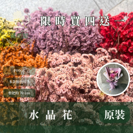 PF008 原裝水晶花｜買四送一｜花藝師必買！永生水晶花 不凋水晶花 手作花材 花藝DIY 雪花草 花材 浮游花 乾燥花