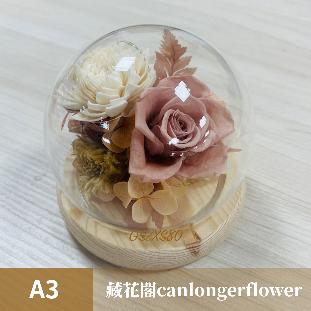 GSZXS80 大地色系永生玫瑰罩盅XS(帶燈)